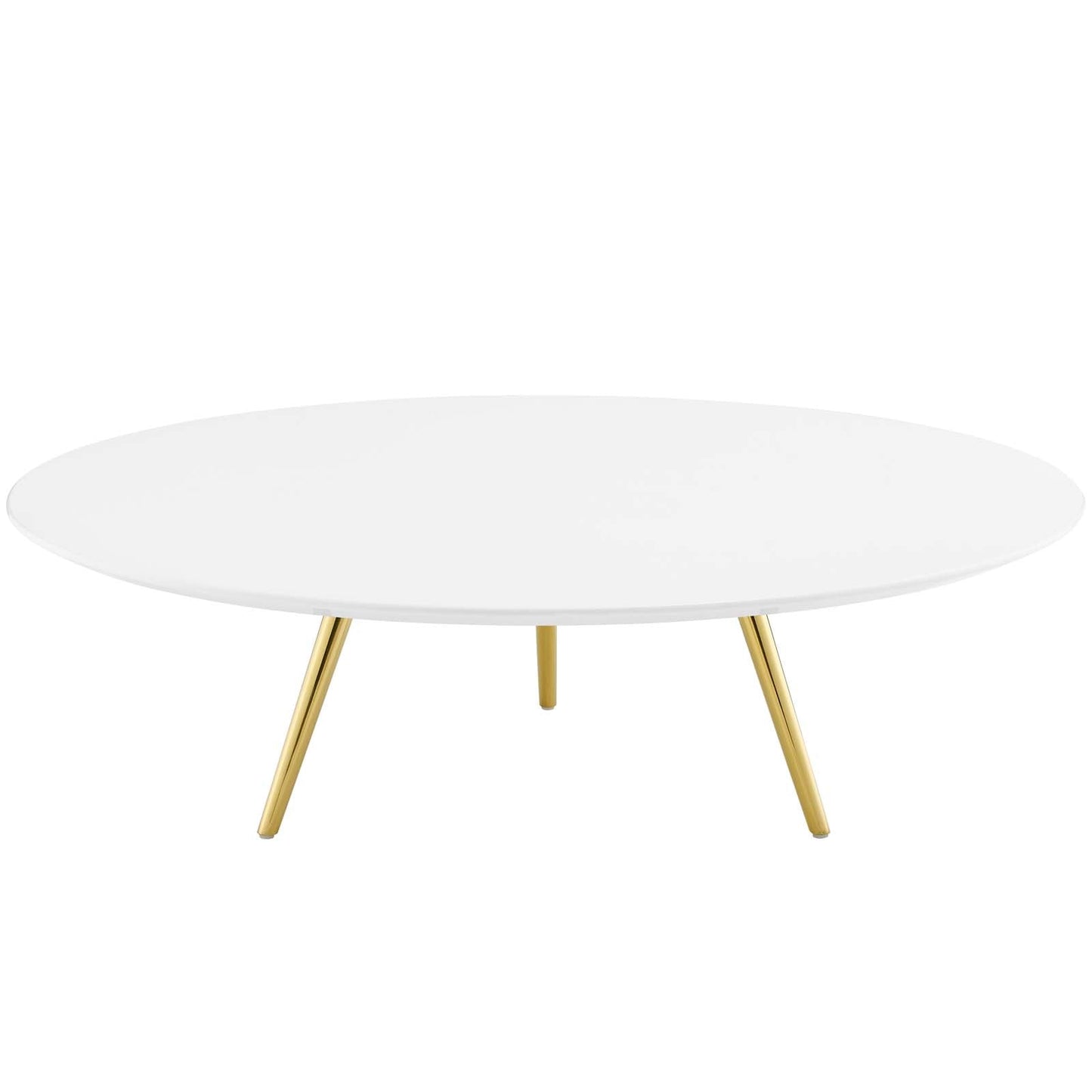 Lippa 47" Round Wood Top Coffee Table with Tripod Base Gold White EEI-3671-GLD-WHI