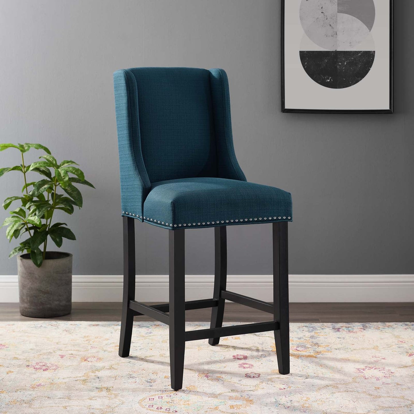 Baron Upholstered Fabric Counter Stool Azure EEI-3735-AZU