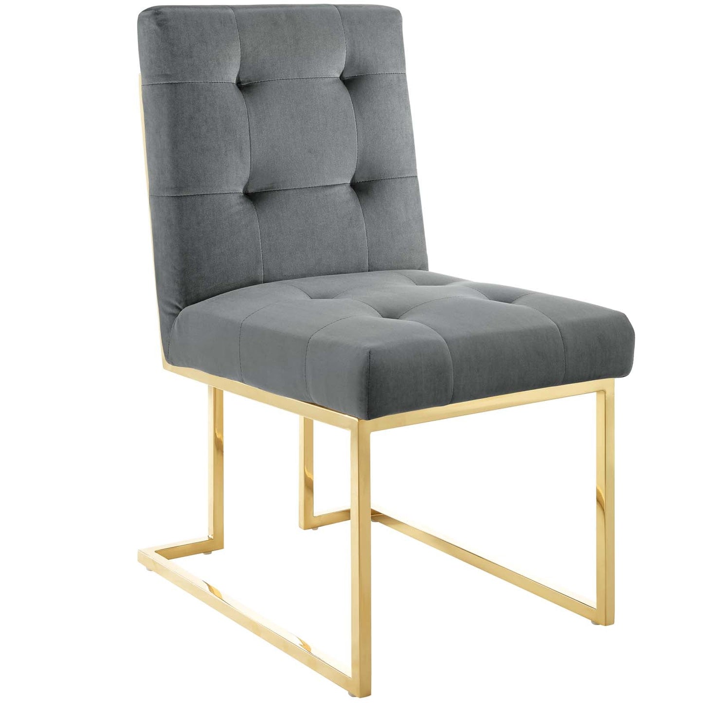 Privy Gold Stainless Steel Performance Velvet Dining Chair Gold Charcoal EEI-3744-GLD-CHA