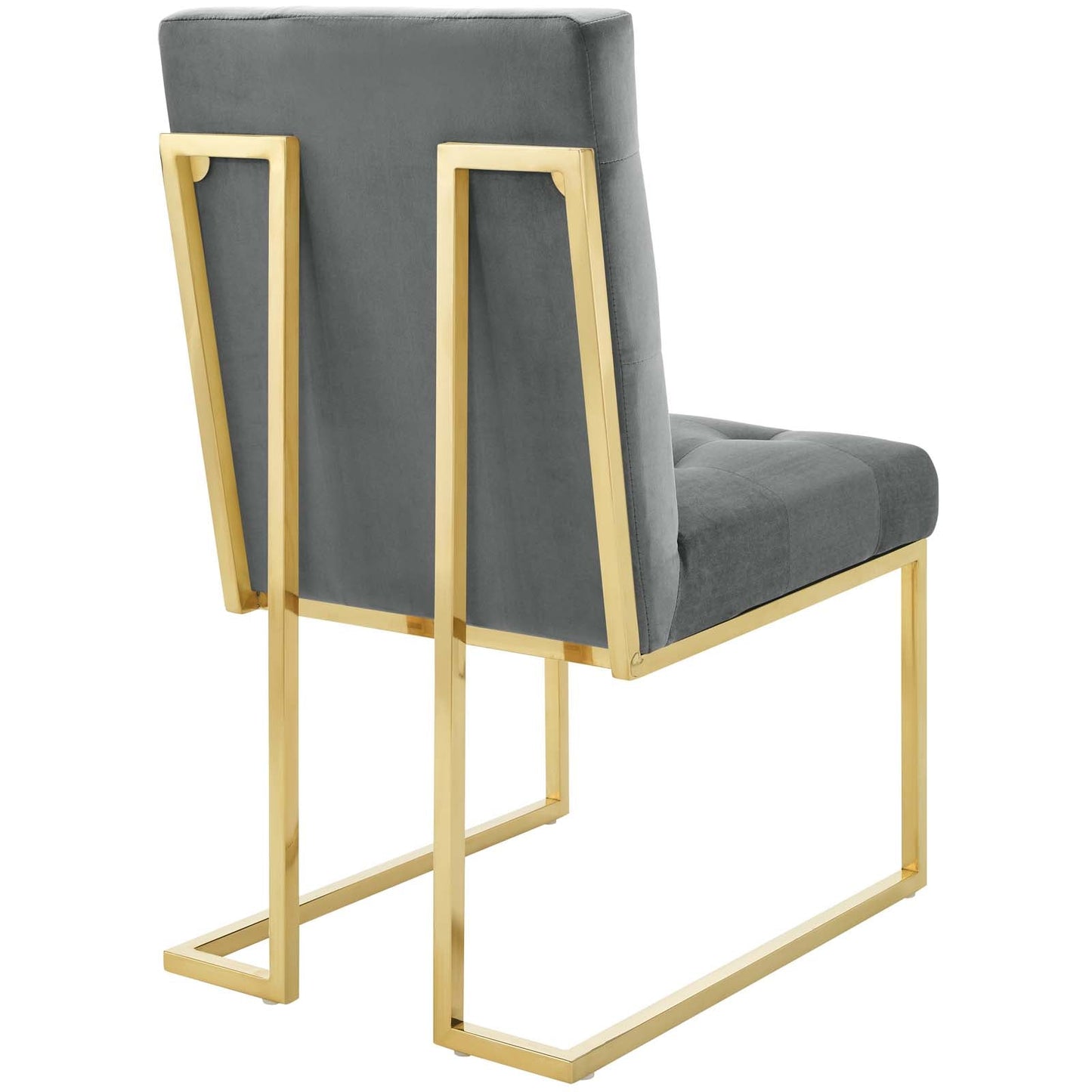 Privy Gold Stainless Steel Performance Velvet Dining Chair Gold Charcoal EEI-3744-GLD-CHA