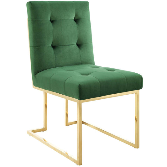 Privy Gold Stainless Steel Performance Velvet Dining Chair Gold Emerald EEI-3744-GLD-EME