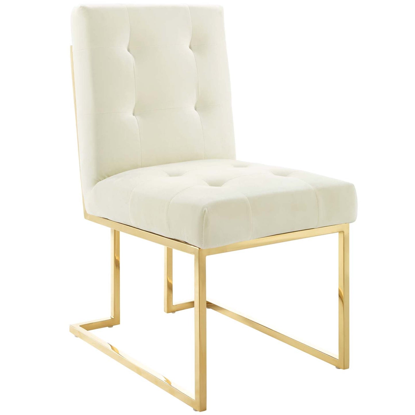 Privy Gold Stainless Steel Performance Velvet Dining Chair Gold Ivory EEI-3744-GLD-IVO