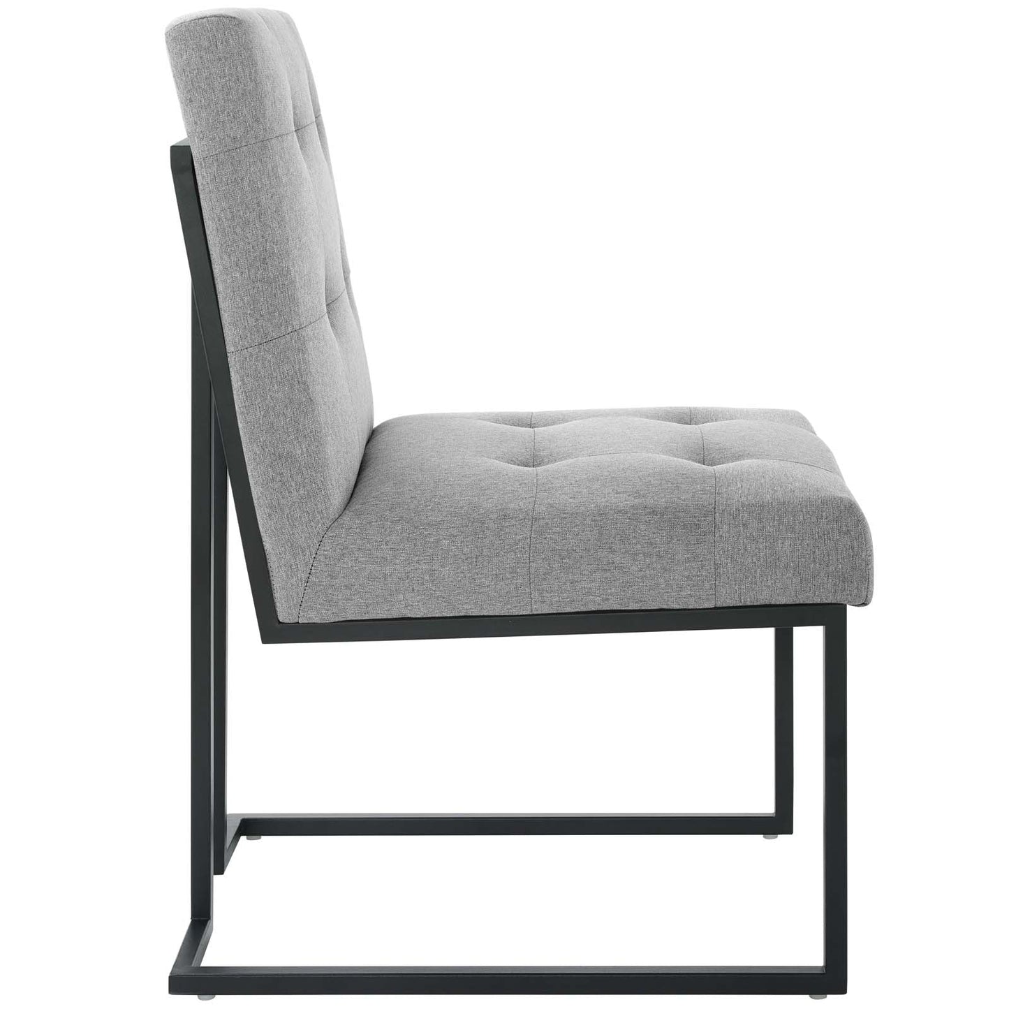 Privy Black Stainless Steel Upholstered Fabric Dining Chair Black Light Gray EEI-3745-BLK-LGR