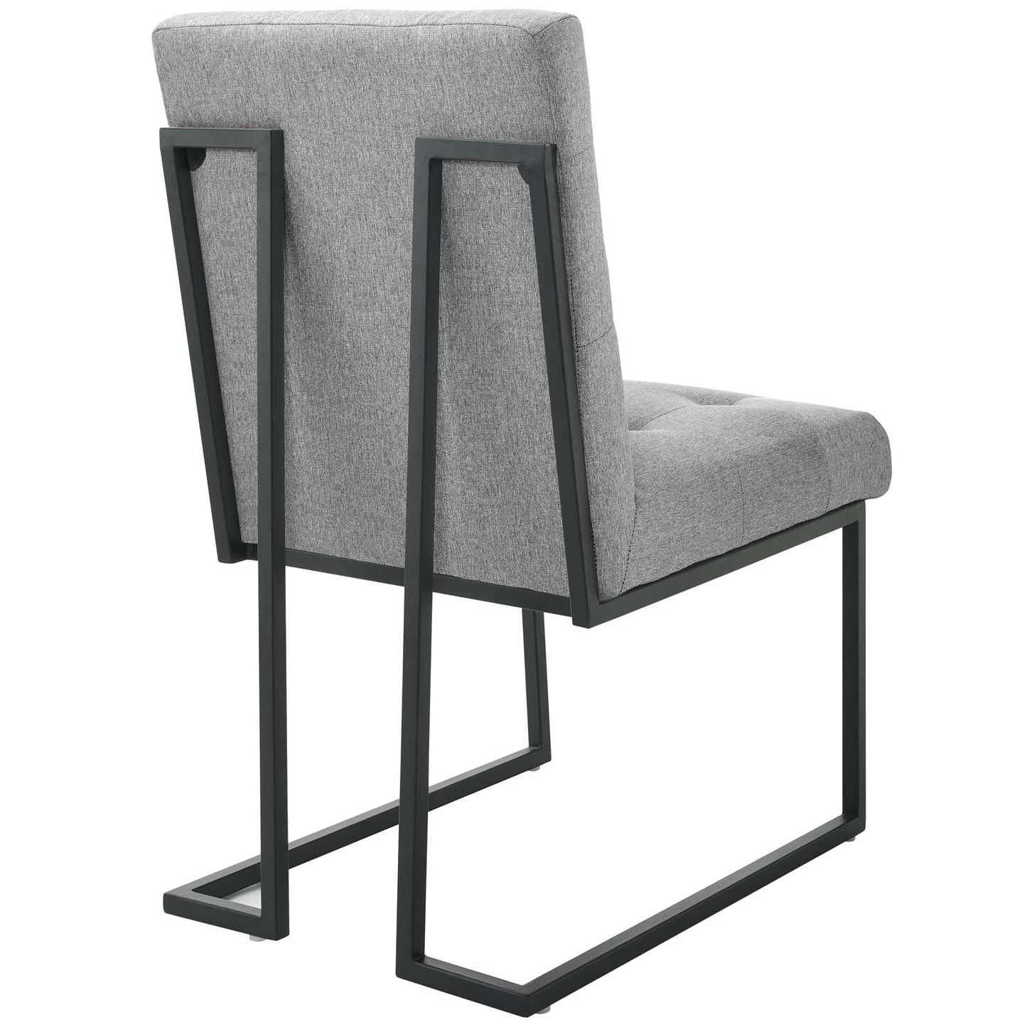 Privy Black Stainless Steel Upholstered Fabric Dining Chair Black Light Gray EEI-3745-BLK-LGR