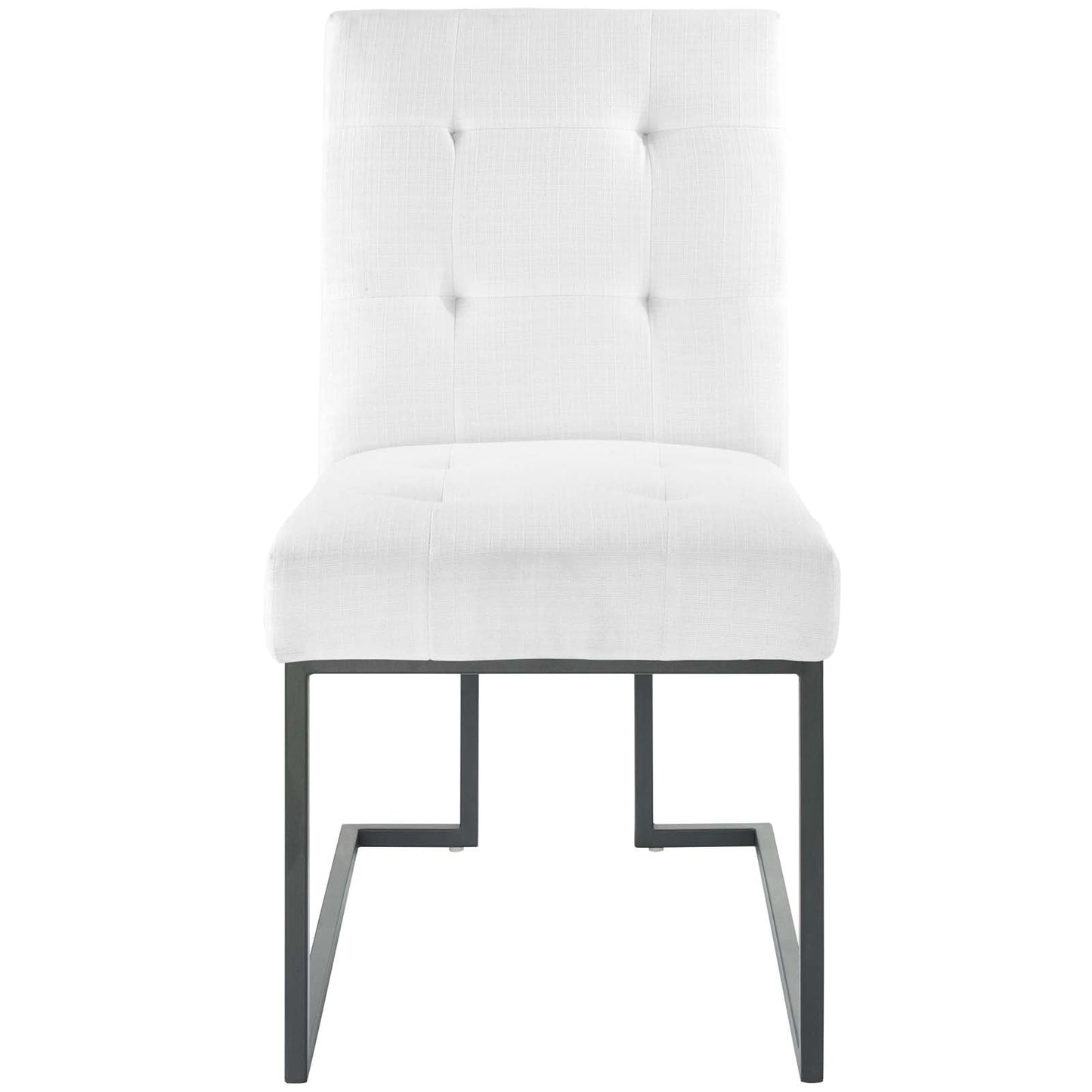 Privy Black Stainless Steel Upholstered Fabric Dining Chair Black White EEI-3745-BLK-WHI