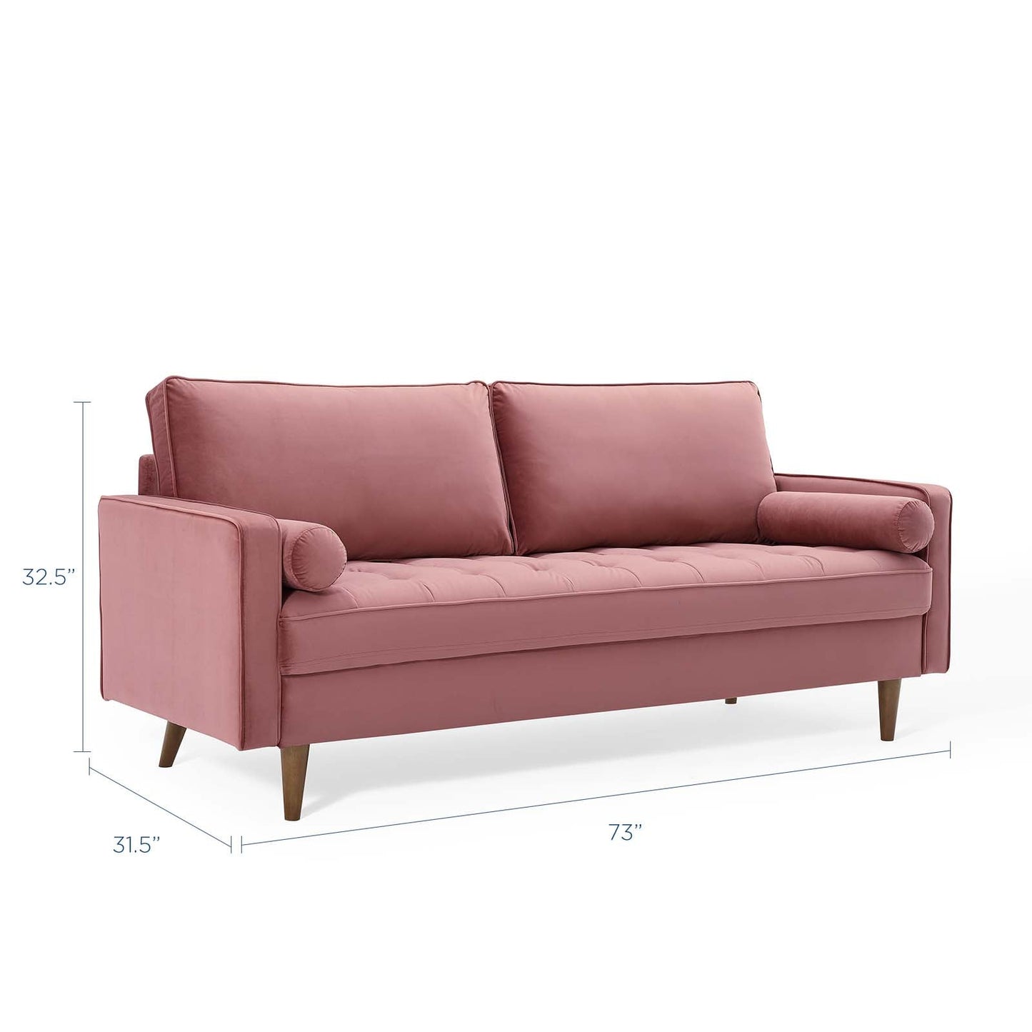 Valour Performance Velvet Sofa Dusty Rose EEI-3764-DUS