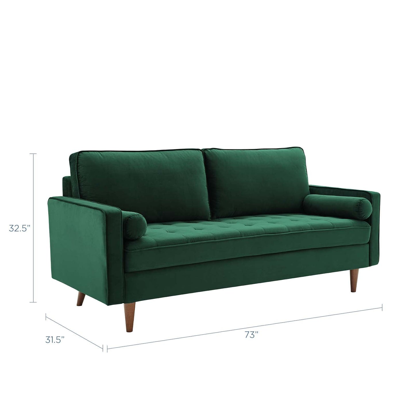 Valour Performance Velvet Sofa Green EEI-3764-GRN