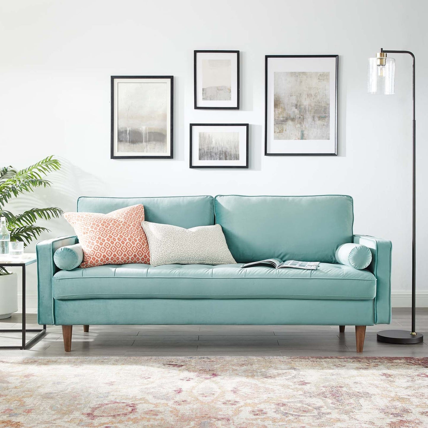 Valour Performance Velvet Sofa Mint EEI-3764-MIN