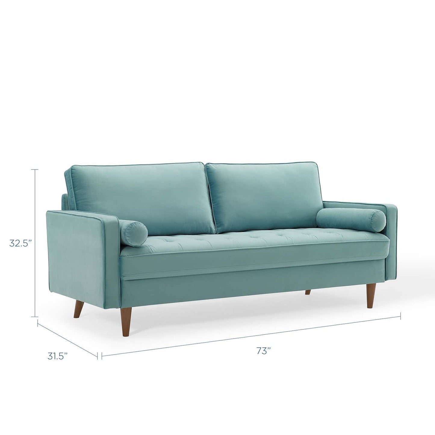 Valour Performance Velvet Sofa Mint EEI-3764-MIN