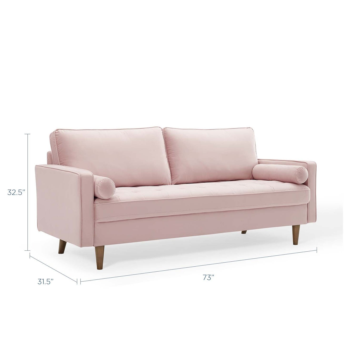 Valour Performance Velvet Sofa Pink EEI-3764-PNK