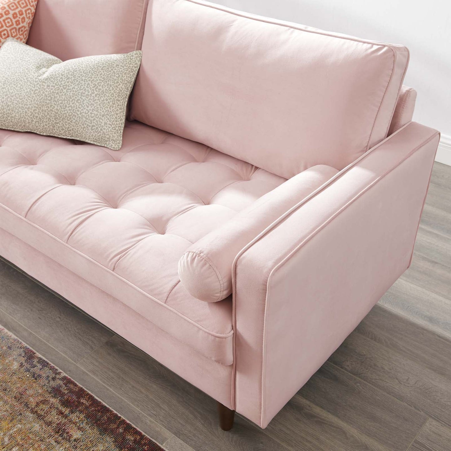 Valour Performance Velvet Sofa Pink EEI-3764-PNK