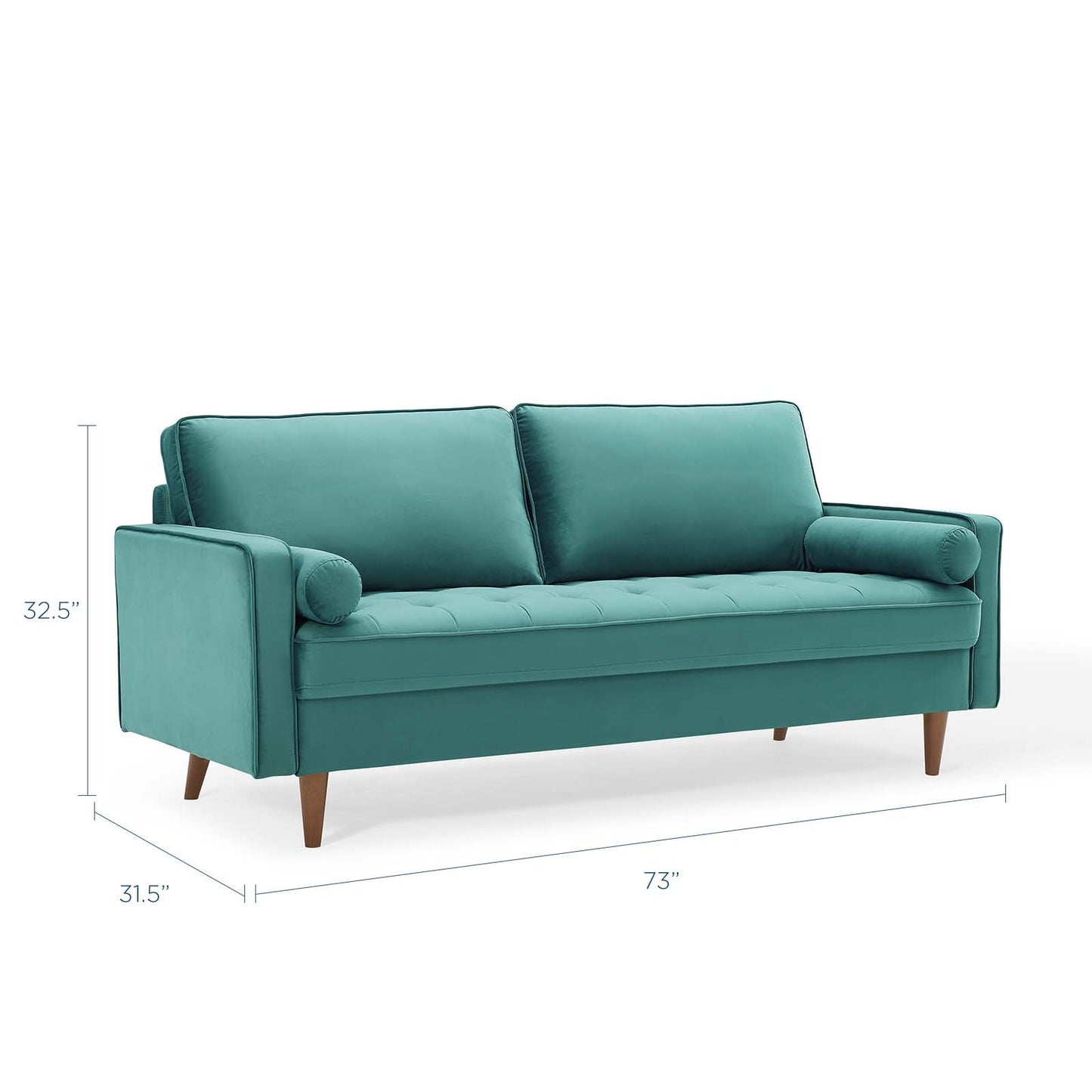 Valour Performance Velvet Sofa Teal EEI-3764-TEA