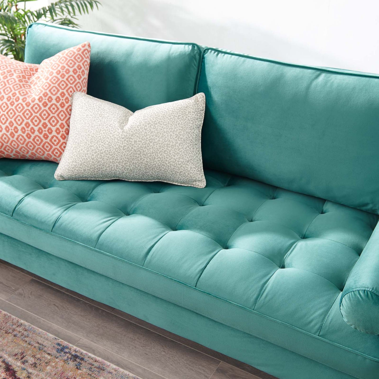 Valour Performance Velvet Sofa Teal EEI-3764-TEA