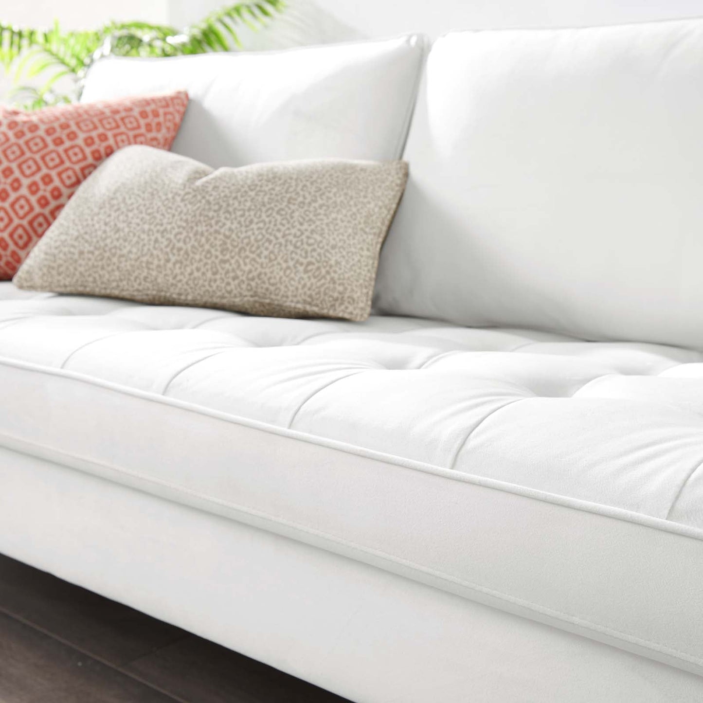 Valour Performance Velvet Sofa White EEI-3764-WHI