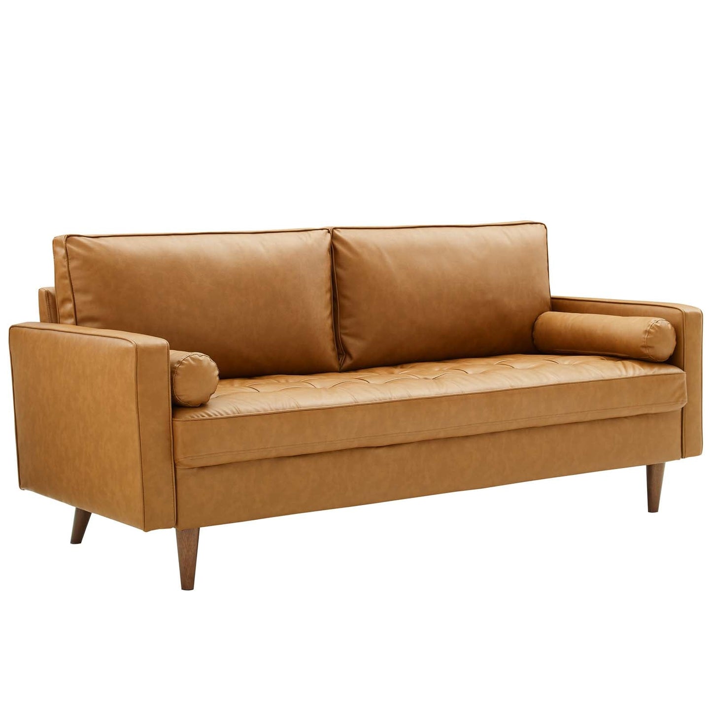 Valour Upholstered Faux Leather Sofa Tan EEI-3765-TAN