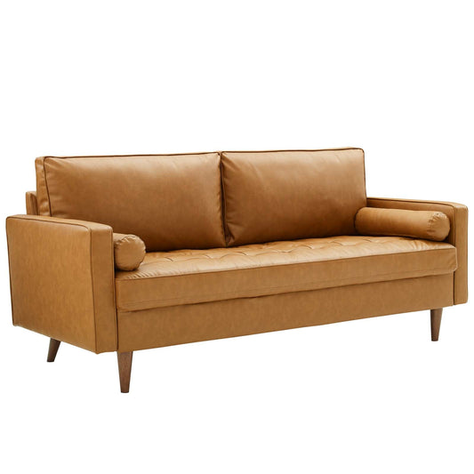 Valour Upholstered Faux Leather Sofa Tan EEI-3765-TAN