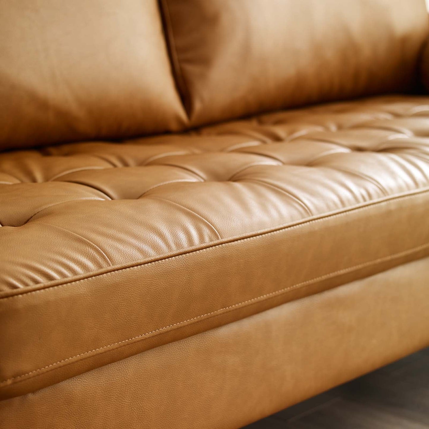 Valour Upholstered Faux Leather Sofa Tan EEI-3765-TAN