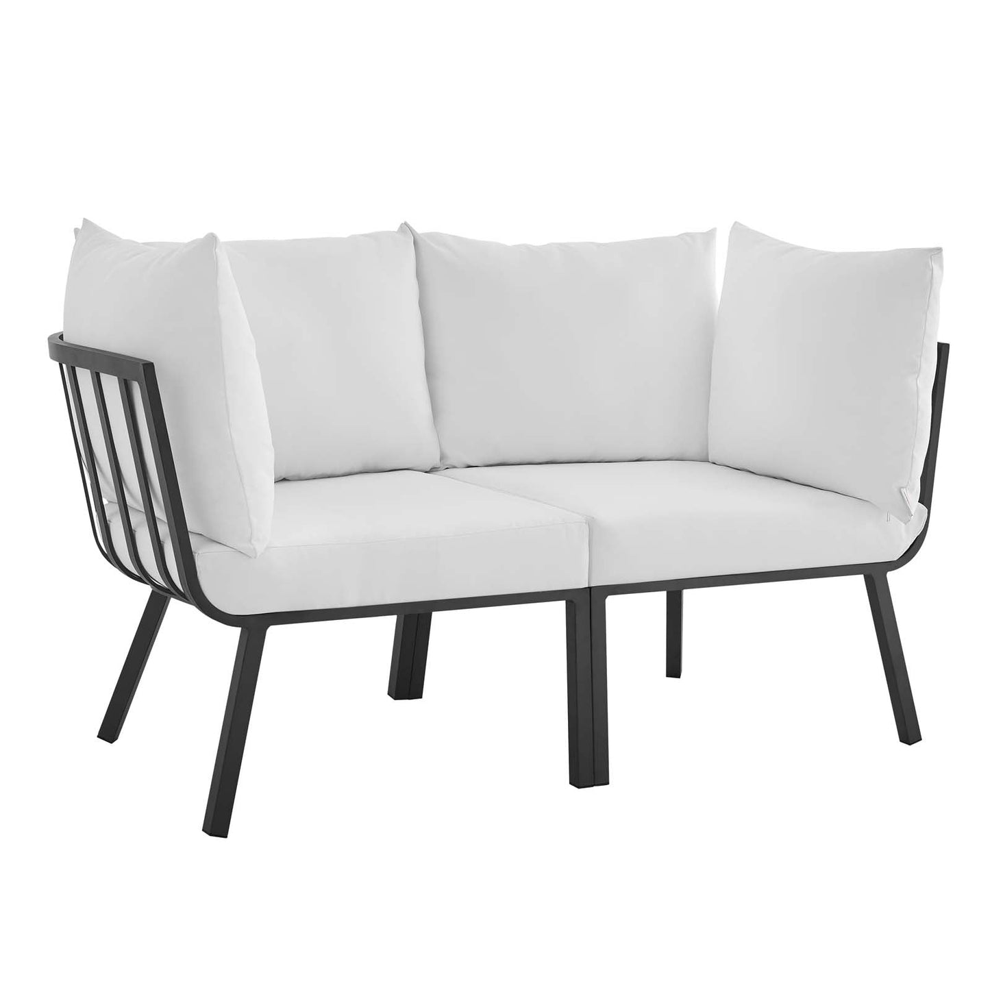 Riverside 2 Piece Outdoor Patio Aluminum Sectional Sofa Set Gray White EEI-3781-SLA-WHI