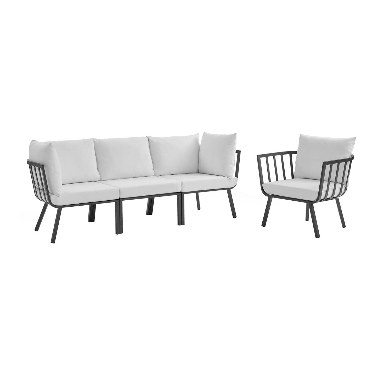 Riverside 4 Piece Outdoor Patio Aluminum Set Gray White EEI-3784-SLA-WHI