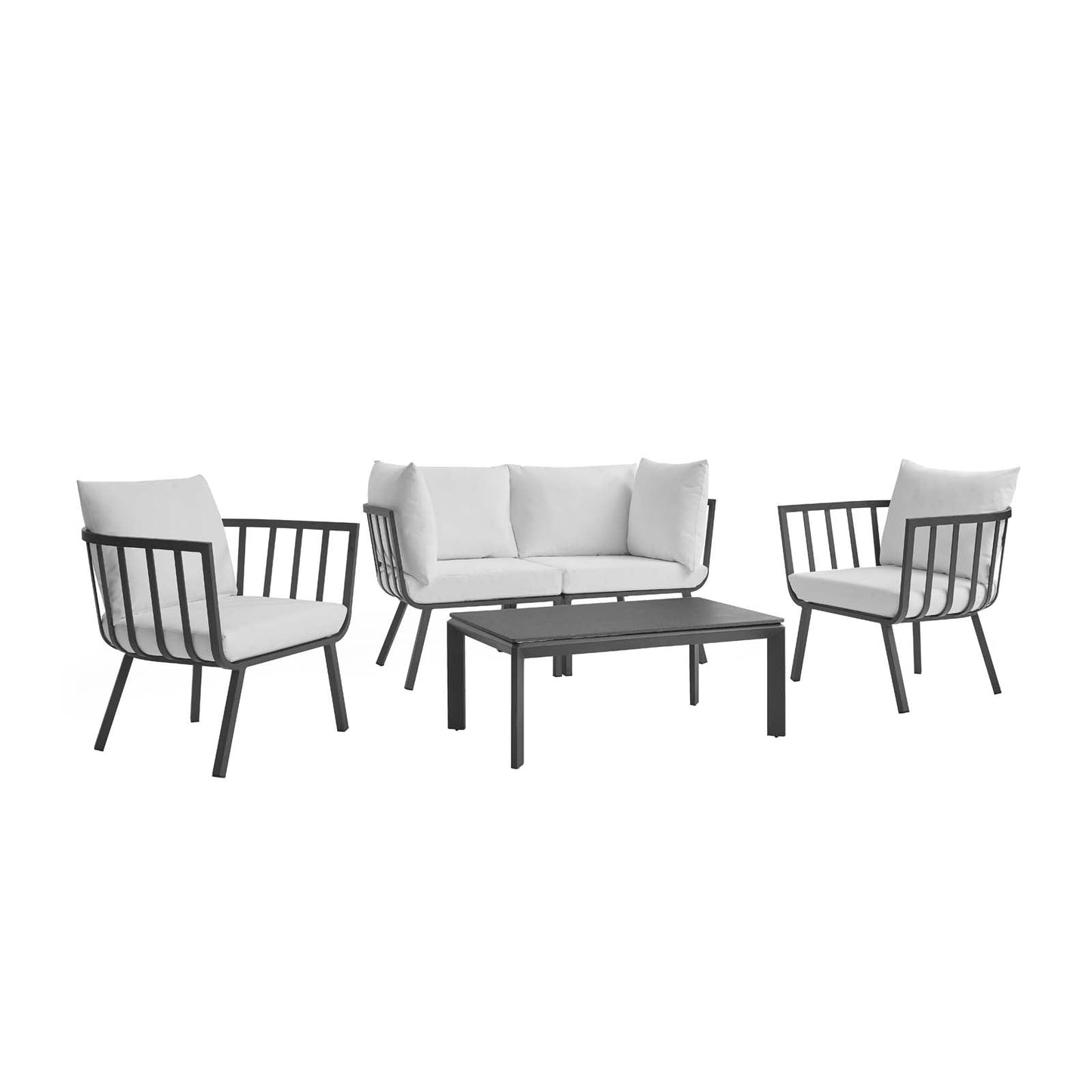 Riverside 5 Piece Outdoor Patio Aluminum Set Gray White EEI-3786-SLA-WHI