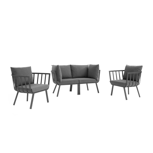 Riverside 4 Piece Outdoor Patio Aluminum Set Gray Charcoal EEI-3787-SLA-CHA