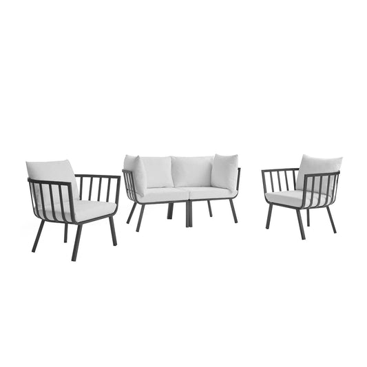 Riverside 4 Piece Outdoor Patio Aluminum Set Gray White EEI-3787-SLA-WHI