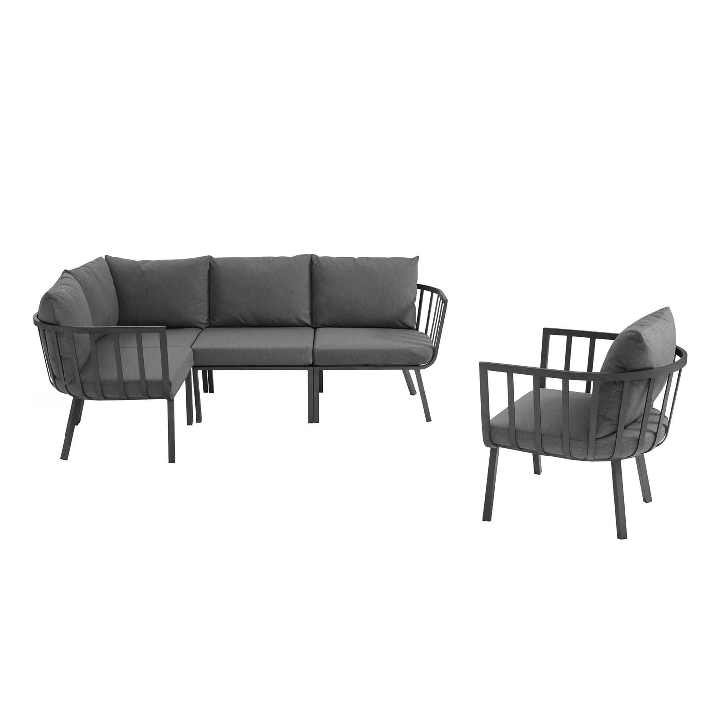 Riverside 5 Piece Outdoor Patio Aluminum Set Gray Charcoal EEI-3792-SLA-CHA