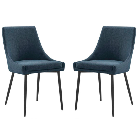 Viscount Upholstered Fabric Dining Chairs - Set of 2 Black Azure EEI-3809-BLK-AZU