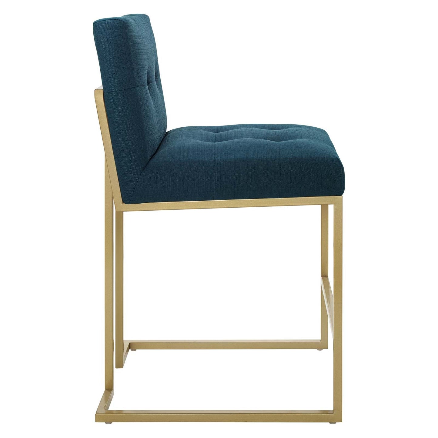 Privy Gold Stainless Steel Upholstered Fabric Counter Stool Gold Azure EEI-3852-GLD-AZU