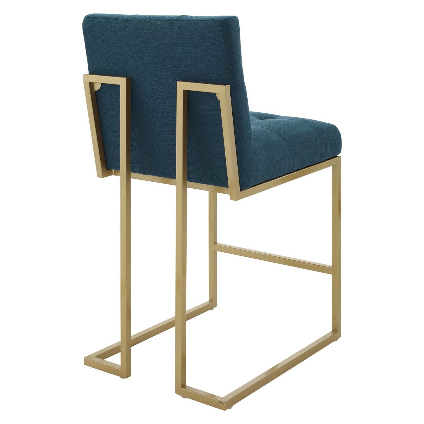 Privy Gold Stainless Steel Upholstered Fabric Counter Stool Gold Azure EEI-3852-GLD-AZU