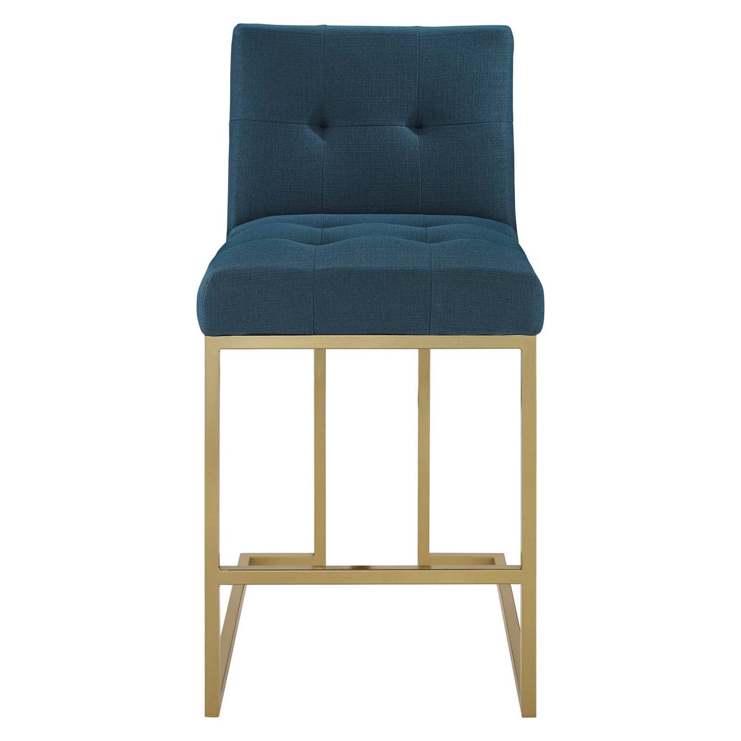 Privy Gold Stainless Steel Upholstered Fabric Counter Stool Gold Azure EEI-3852-GLD-AZU