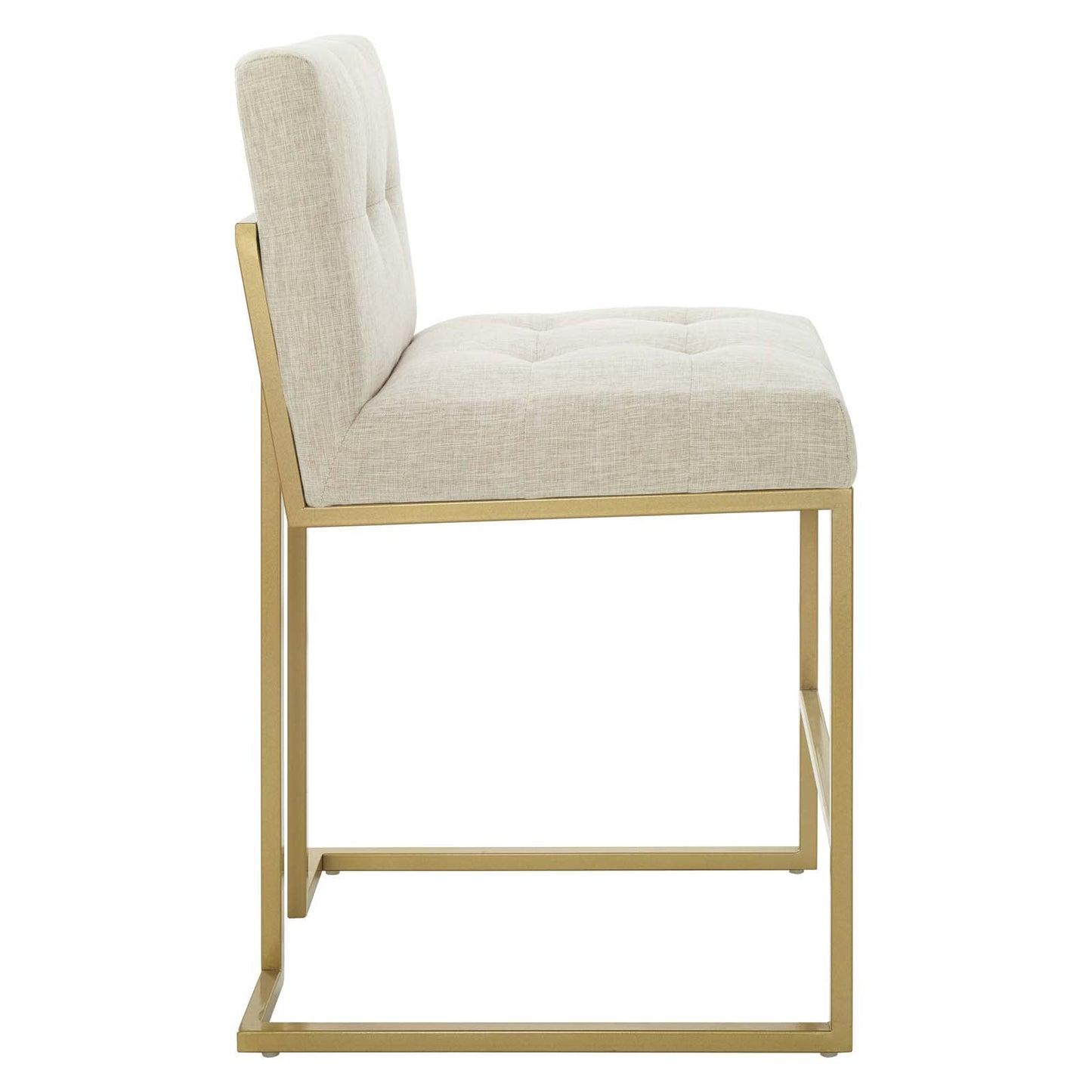 Privy Gold Stainless Steel Upholstered Fabric Counter Stool Gold Beige EEI-3852-GLD-BEI