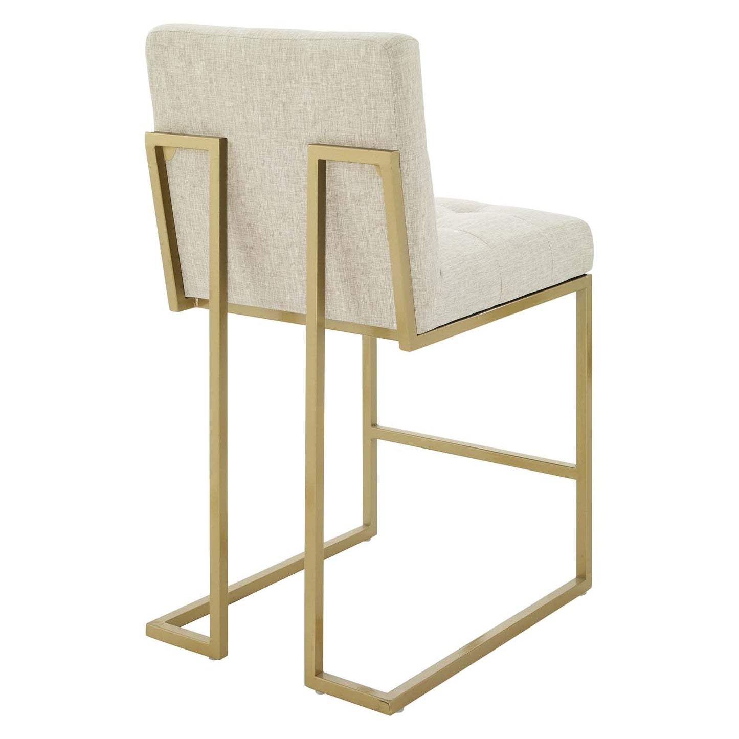 Privy Gold Stainless Steel Upholstered Fabric Counter Stool Gold Beige EEI-3852-GLD-BEI