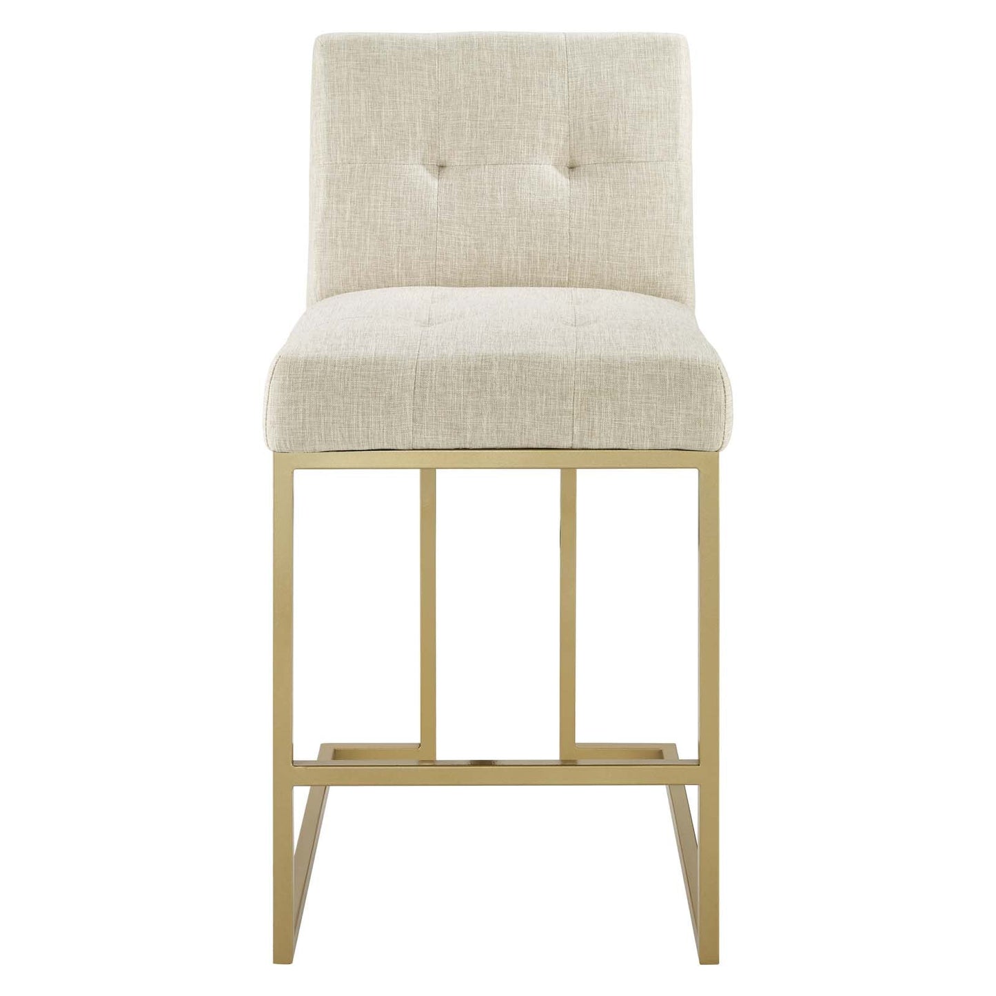 Privy Gold Stainless Steel Upholstered Fabric Counter Stool Gold Beige EEI-3852-GLD-BEI