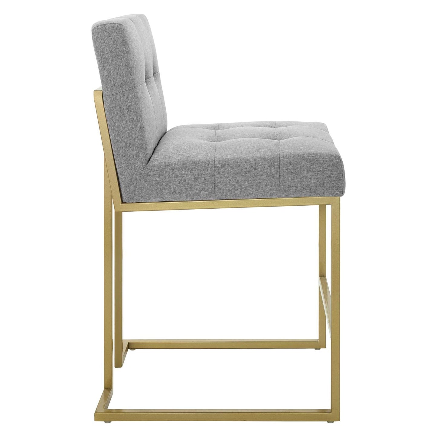 Privy Gold Stainless Steel Upholstered Fabric Counter Stool Gold Light Gray EEI-3852-GLD-LGR