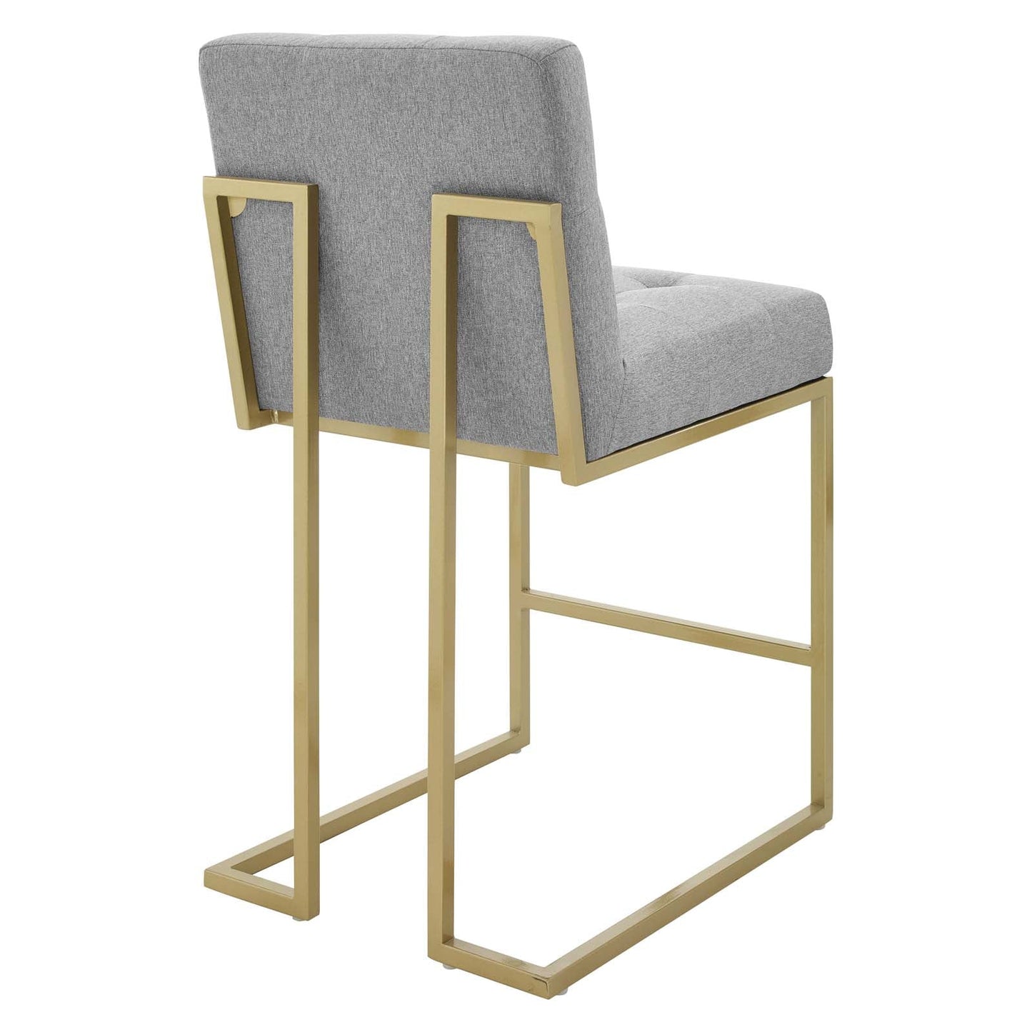 Privy Gold Stainless Steel Upholstered Fabric Counter Stool Gold Light Gray EEI-3852-GLD-LGR