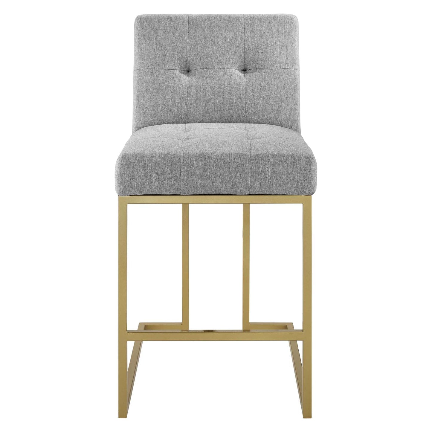 Privy Gold Stainless Steel Upholstered Fabric Counter Stool Gold Light Gray EEI-3852-GLD-LGR