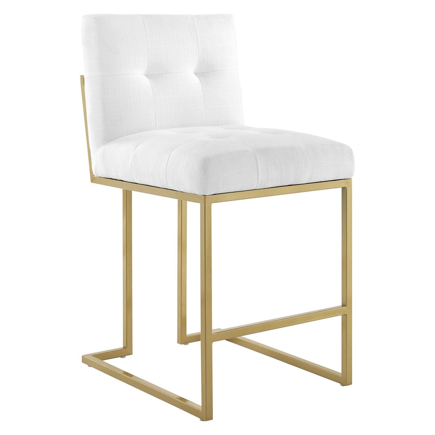 Privy Gold Stainless Steel Upholstered Fabric Counter Stool Gold White EEI-3852-GLD-WHI