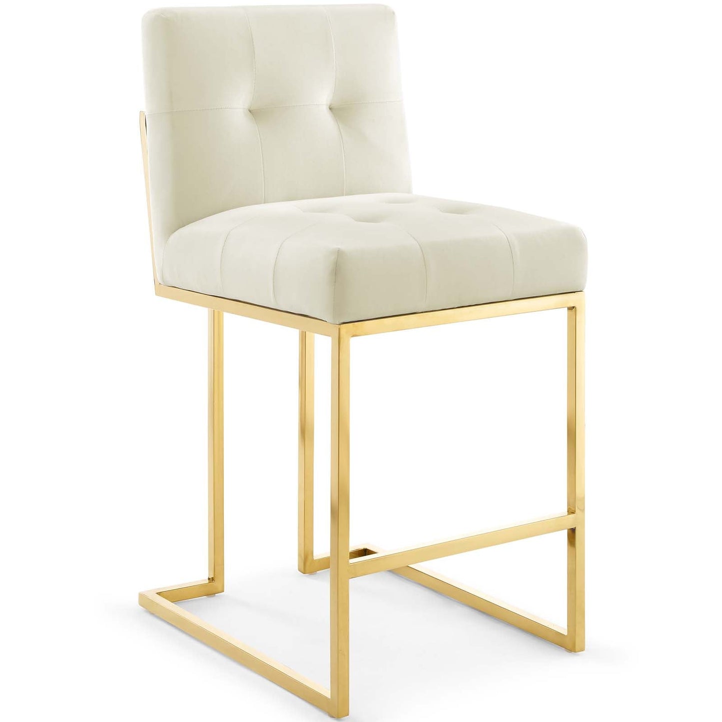 Privy Gold Stainless Steel Performance Velvet Counter Stool Gold Ivory EEI-3853-GLD-IVO