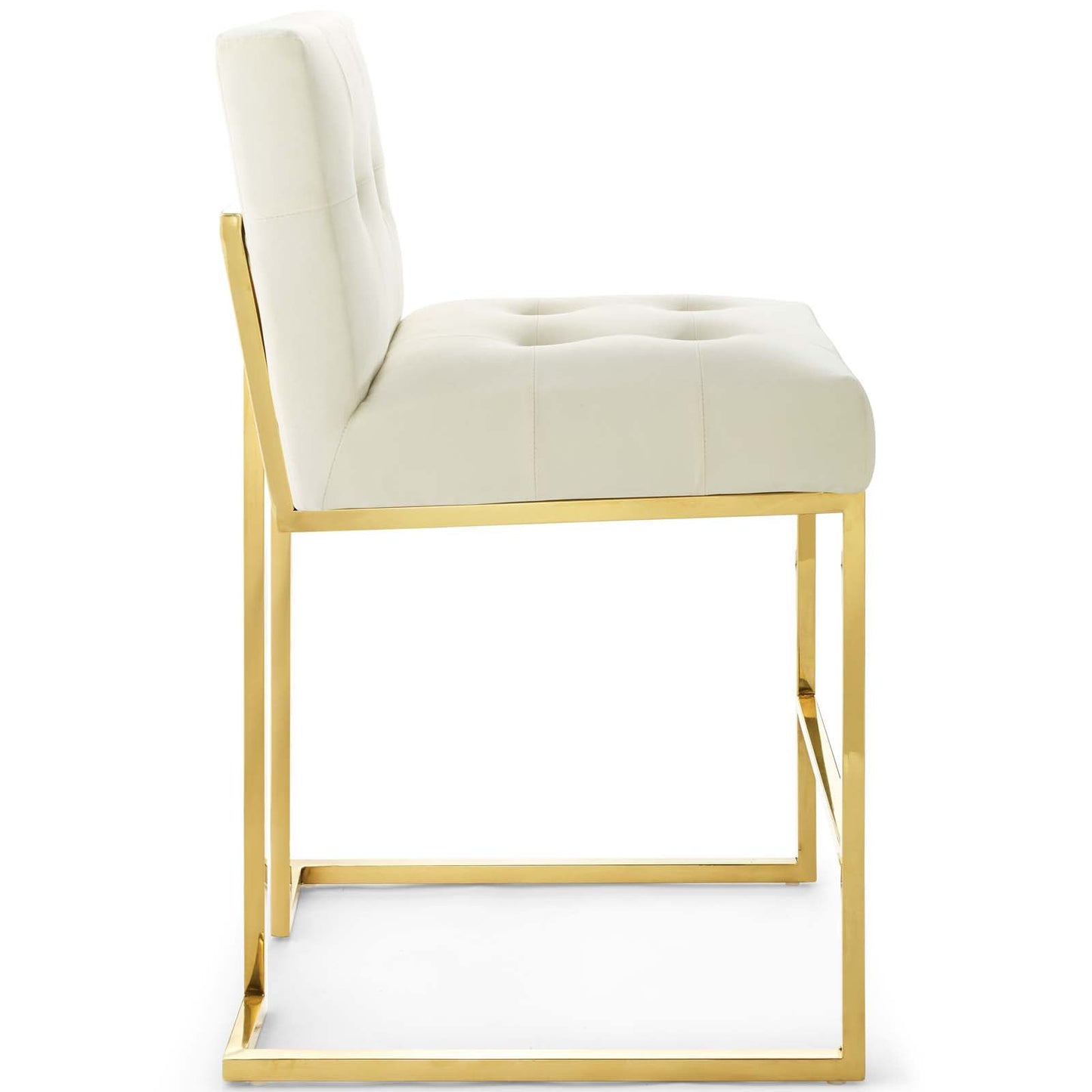 Privy Gold Stainless Steel Performance Velvet Counter Stool Gold Ivory EEI-3853-GLD-IVO