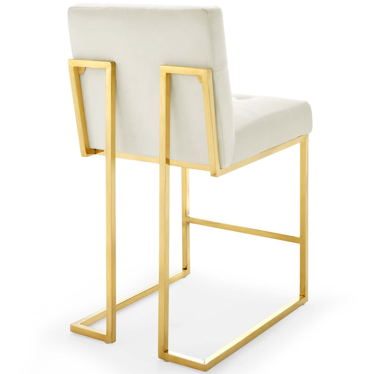 Privy Gold Stainless Steel Performance Velvet Counter Stool Gold Ivory EEI-3853-GLD-IVO