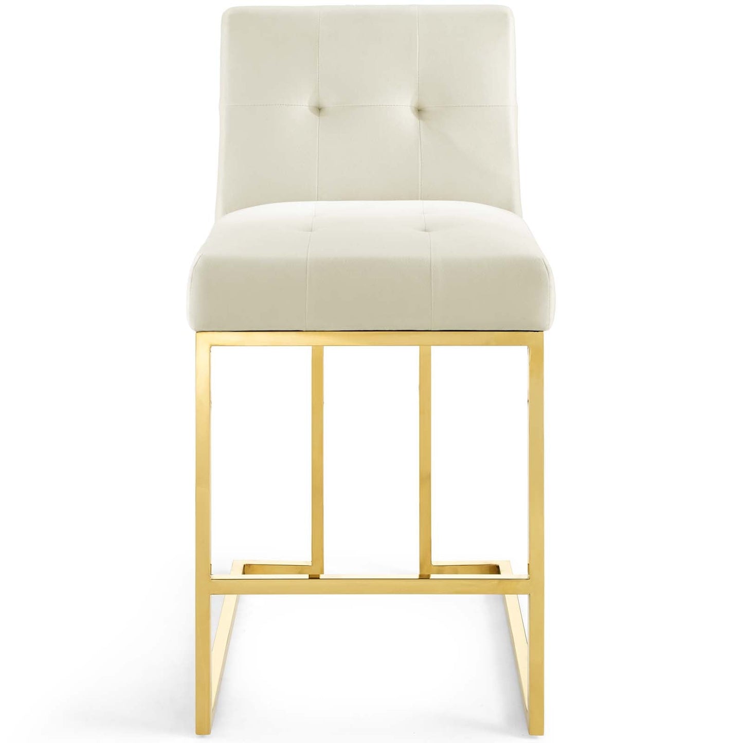 Privy Gold Stainless Steel Performance Velvet Counter Stool Gold Ivory EEI-3853-GLD-IVO