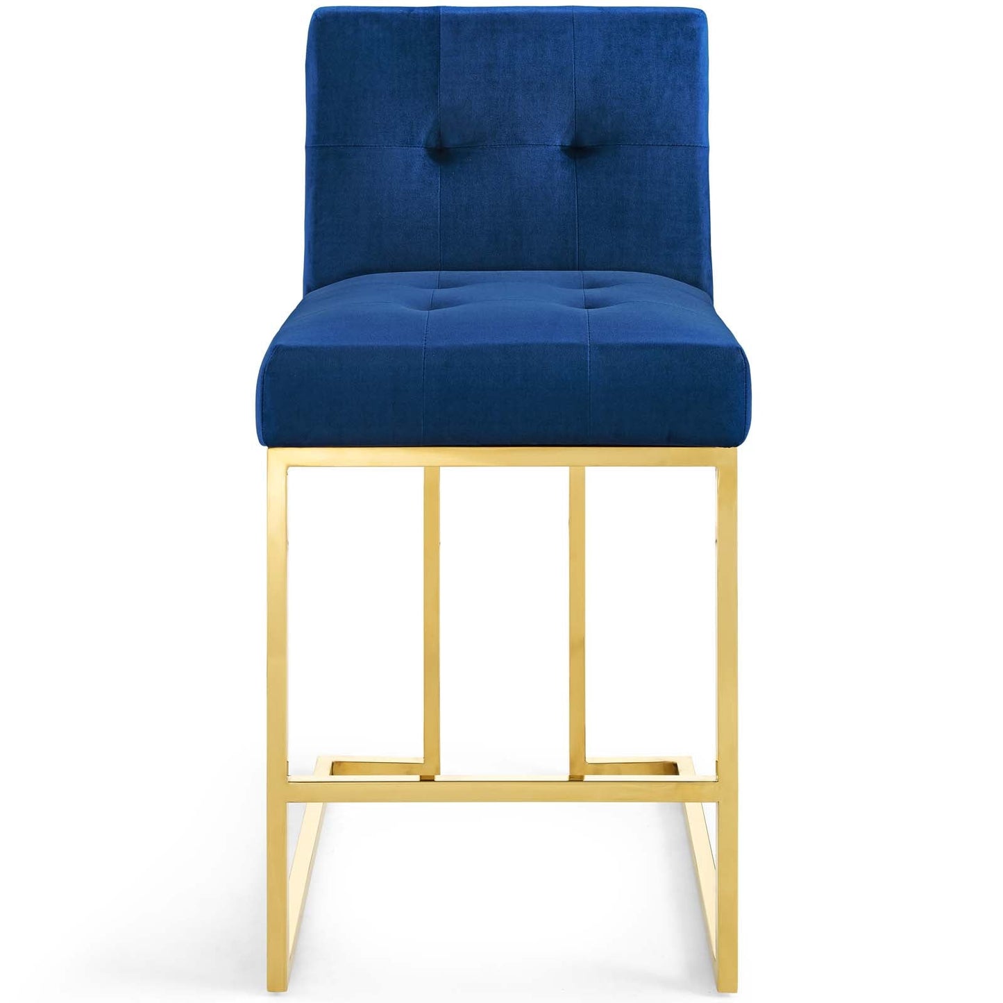 Privy Gold Stainless Steel Performance Velvet Counter Stool Gold Navy EEI-3853-GLD-NAV