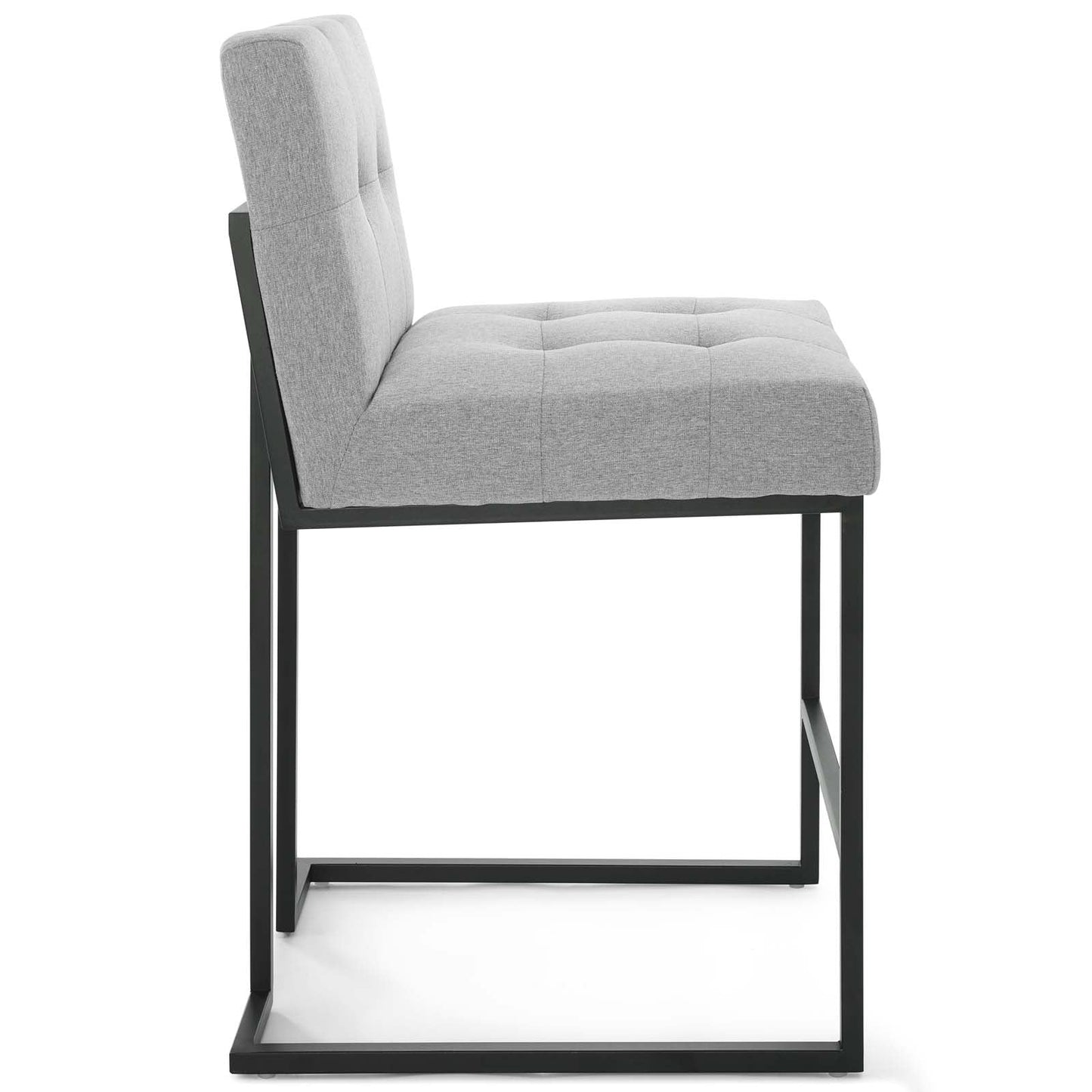 Privy Black Stainless Steel Upholstered Fabric Counter Stool Black Light Gray EEI-3854-BLK-LGR