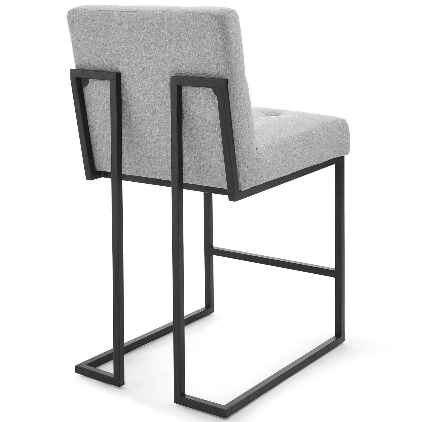 Privy Black Stainless Steel Upholstered Fabric Counter Stool Black Light Gray EEI-3854-BLK-LGR