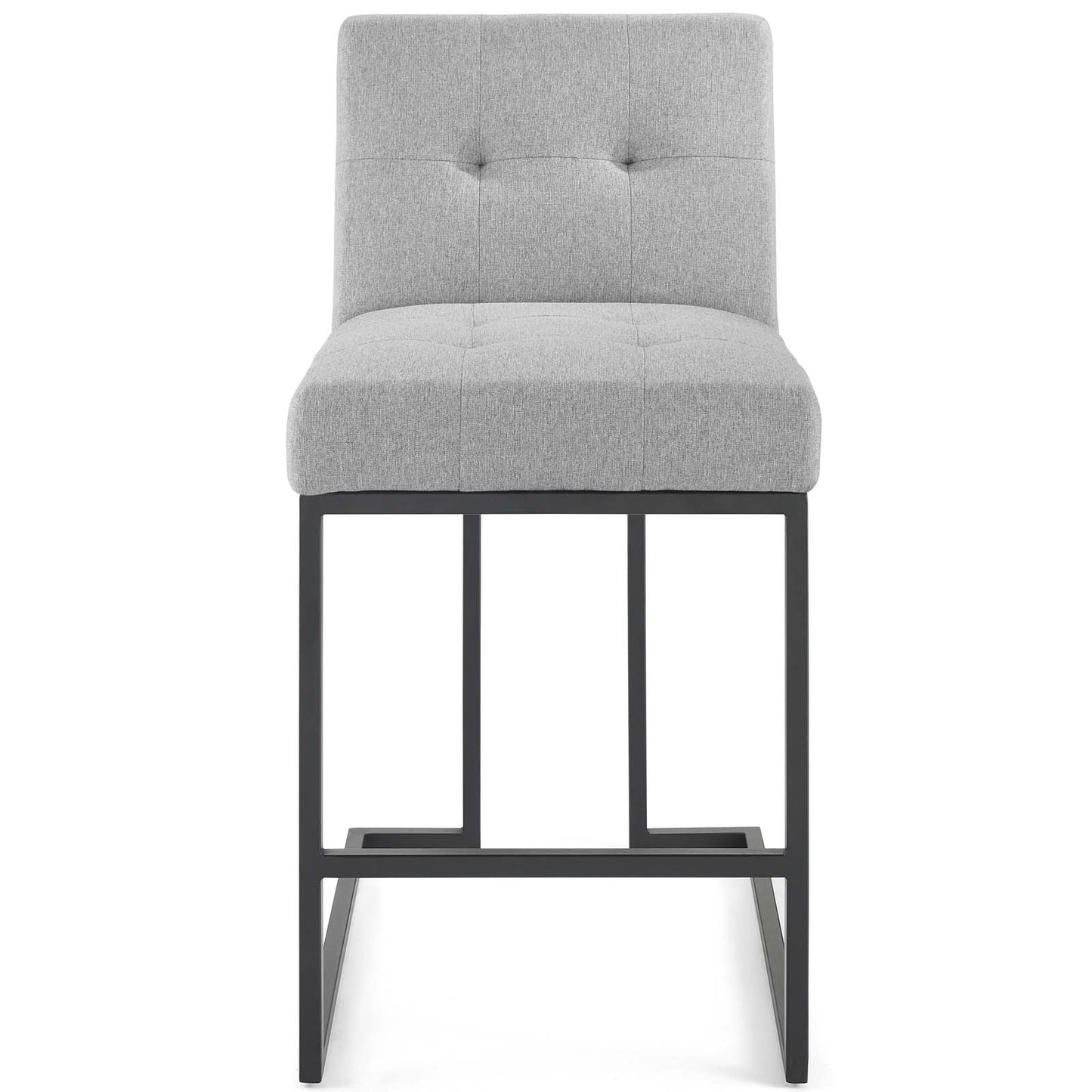 Privy Black Stainless Steel Upholstered Fabric Counter Stool Black Light Gray EEI-3854-BLK-LGR