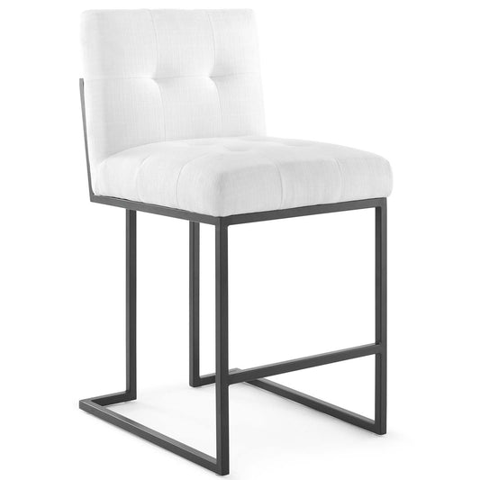 Privy Black Stainless Steel Upholstered Fabric Counter Stool Black White EEI-3854-BLK-WHI