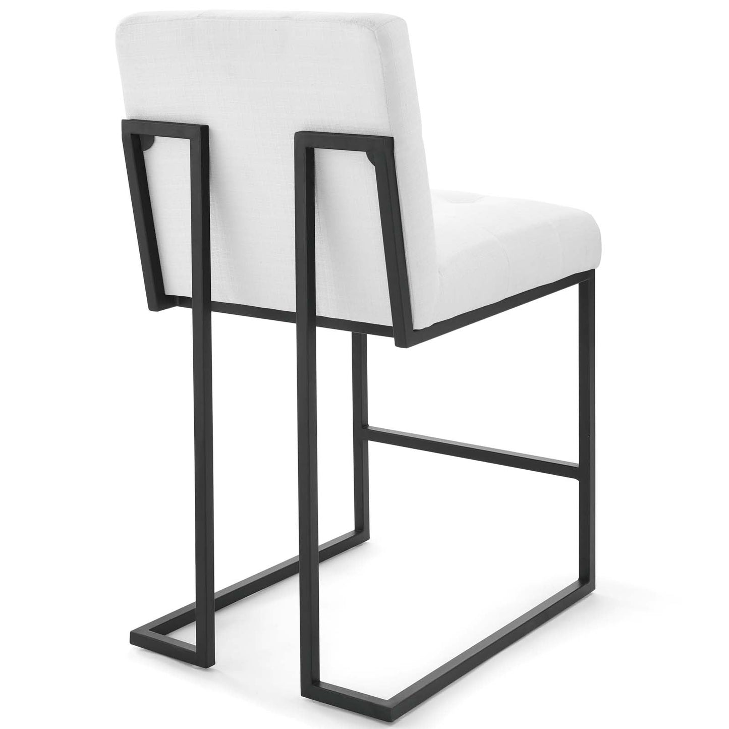 Privy Black Stainless Steel Upholstered Fabric Counter Stool Black White EEI-3854-BLK-WHI