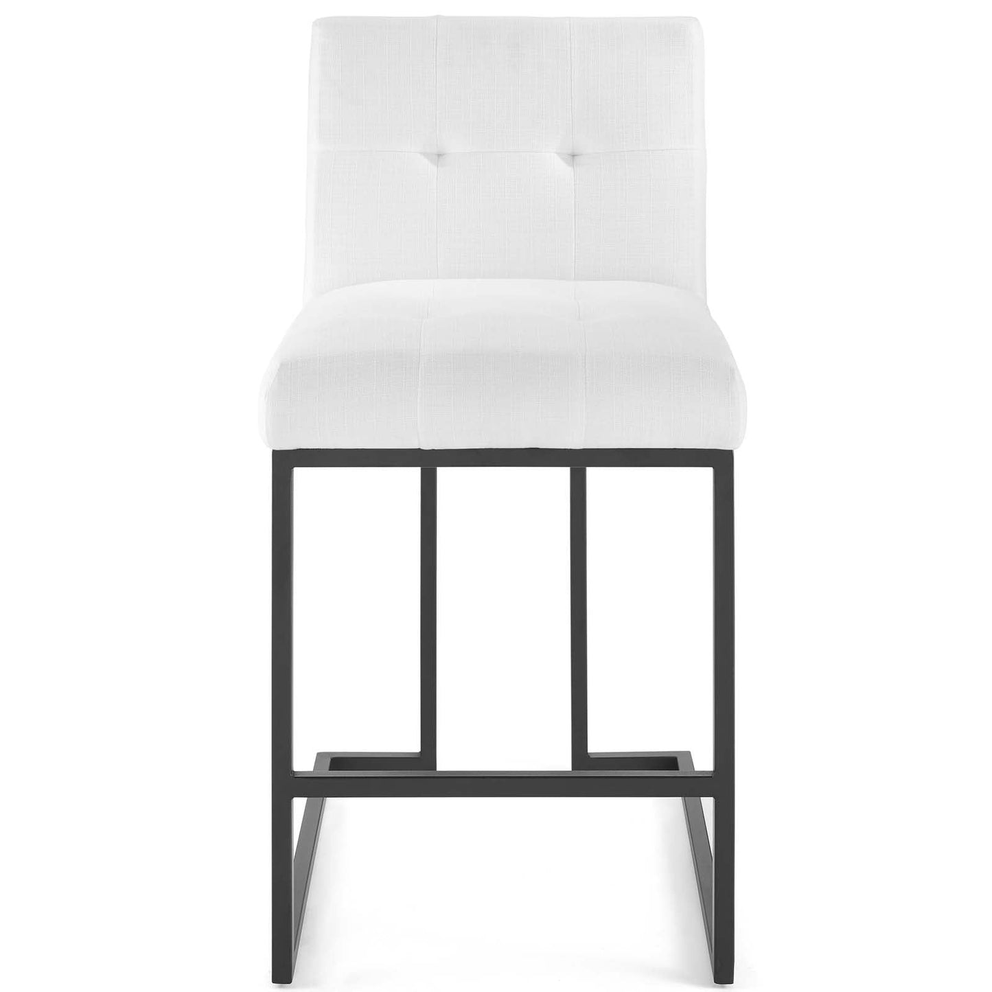 Privy Black Stainless Steel Upholstered Fabric Counter Stool Black White EEI-3854-BLK-WHI