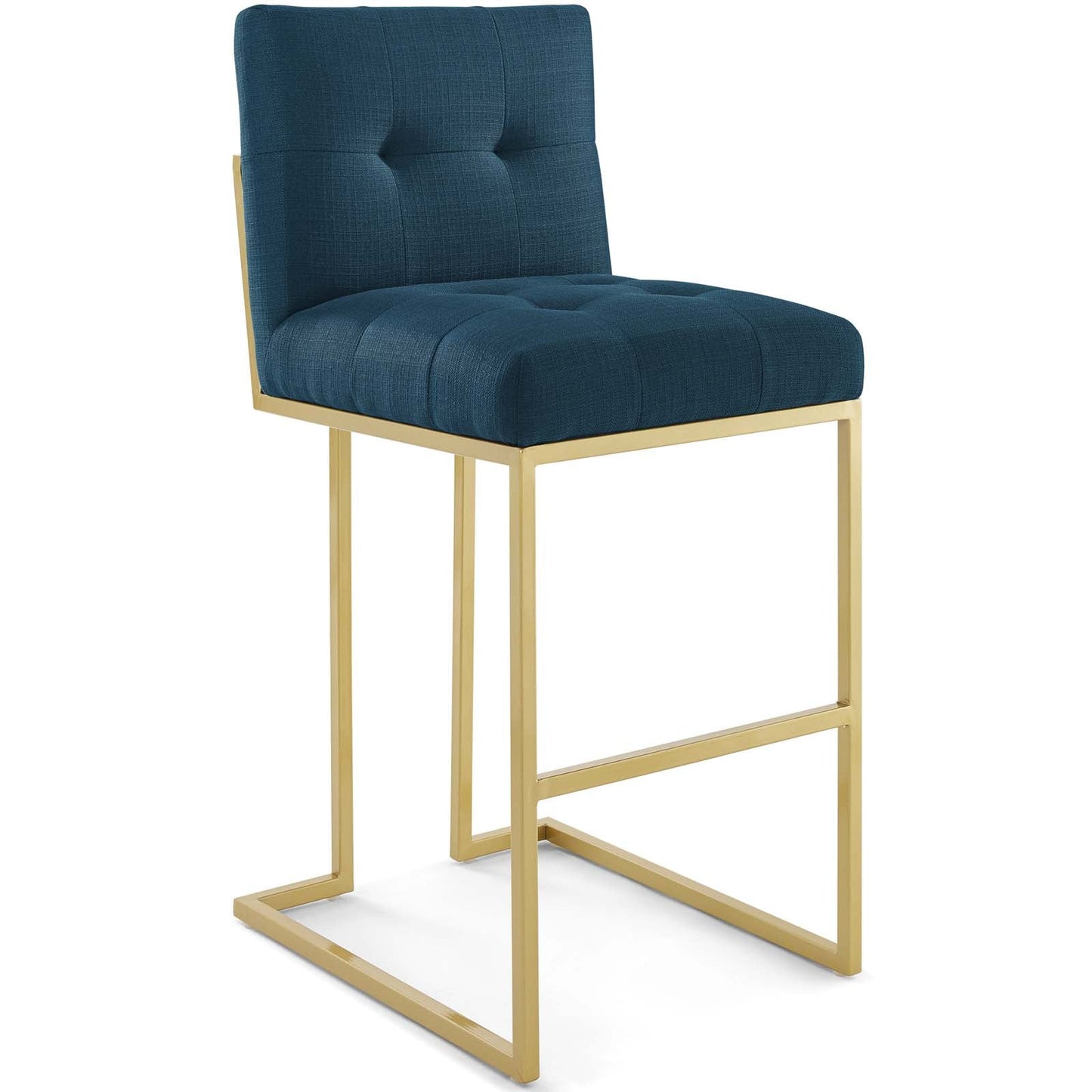 Privy Gold Stainless Steel Upholstered Fabric Bar Stool Gold Azure EEI-3855-GLD-AZU